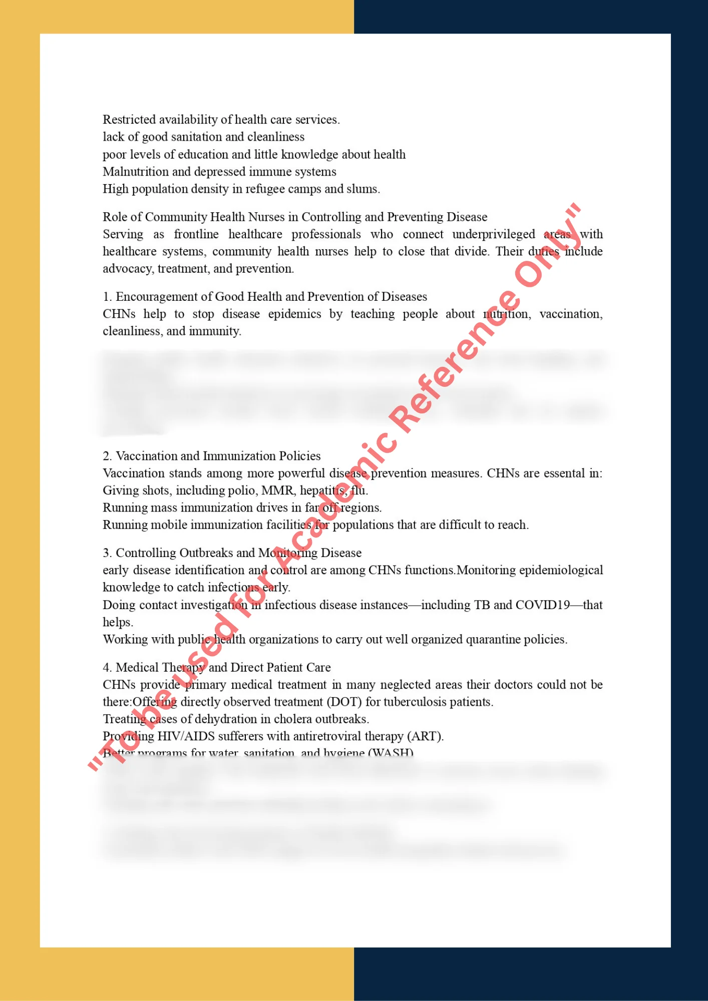 Assignment Sample Of Subject CHN 501 – Community and Public Health Nursing 1